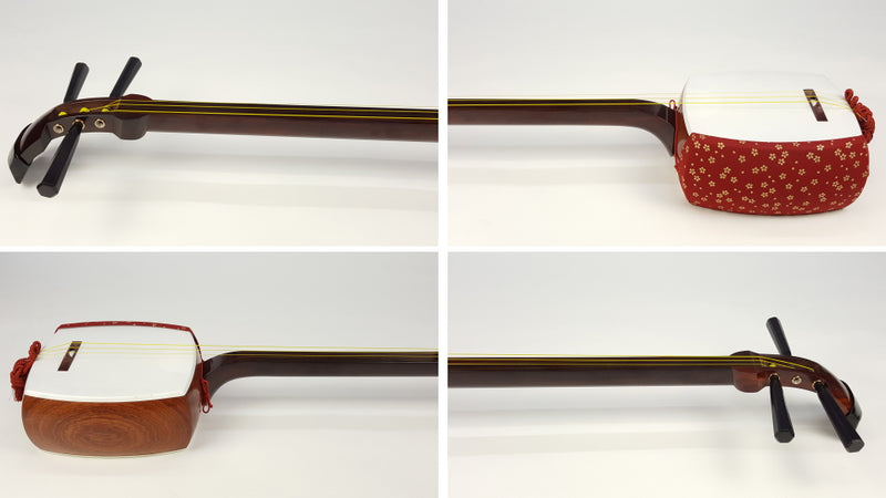 [Used shamisen, carefully selected items] Folk song Beniki shamisen, 1.5 inch short pole (completed product) WKT-TS006
