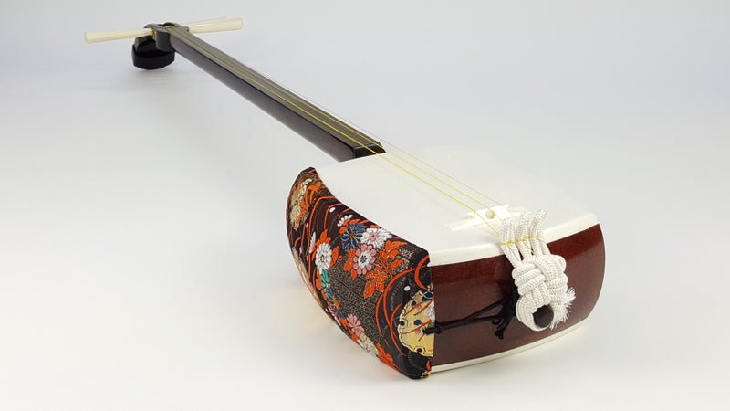 【中古三味線・厳選品】地唄紅木三味線・子持ち綾杉胴付（完成品）WKT-TS010