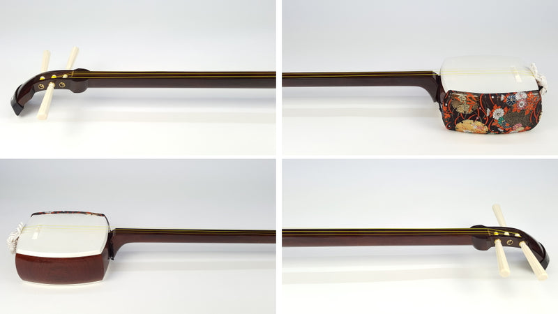 【中古三味線・厳選品】地唄紅木三味線・子持ち綾杉胴付（完成品）WKT-TS010